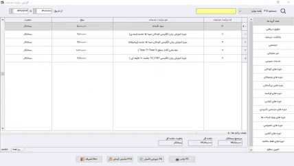 لیست خدمات نرم افزار حسابداری پیش دبستانی سیبا