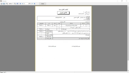 نمونه فاکتور فروش حسابداری کیف و کفش سیبا