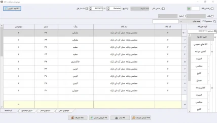 موجودی جزئیات حسابداری کیف و کفش سیبا