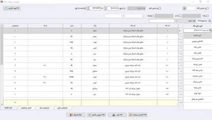 موجودی جزئیات حسابداری پوشاک سیبا