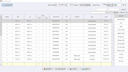 گردش جزئیات حسابداری موبایل فروشی و لوازم جانبی سیبا