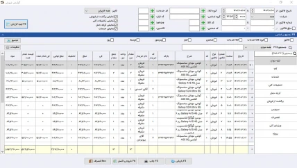 گزارش فروش حسابداری موبایل فروشی و لوازم جانبی سیبا