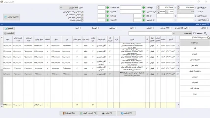 گزارش فروش حسابداری لاستیک فروشی سیبا